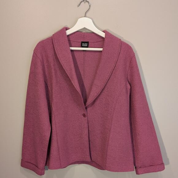 Eileen Fisher Boiled Wool Jacket Blazer Pink Romantic Scandigirl Layer - Size M - Picture 1 of 7